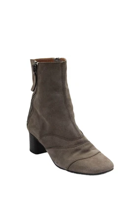 Botines Chloe Mujer Tacón Bloque Doble Cremallera Marrón Gamuza Talla 38 Foto 1 de 4