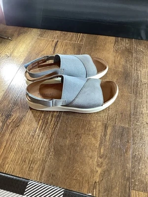 Sandalias Rockport para mujer 8,5 M Kyra con cordones de cuero azul informales cómodas Foto 1 de 4