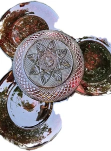 4 platos vintage de almuerzo de 8" Arcoroc Cristal D'arques Durand Francia rojo rubí - Imagen 1 de 7