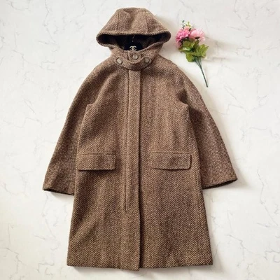 Max Mara FIN DE SEMANA Espiga Abrigo Largo con Capucha Chaqueta Blusa Mujer 38 Beige Foto 1 de 4