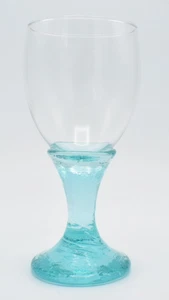 Fire and Light Aqua Water/Wine Goblet 7" Recycled Glass Art - Signed - Picture 1 of 10