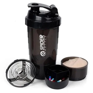 Protein Shaker Becher 500ml Trinkflasche Eiweiß Shaker & Drogen Pulver Schichten - Bild 1 von 7