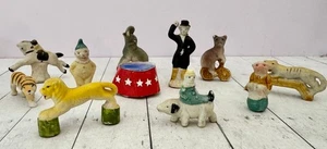 Vintage Circus Cake Topper Set 1920's 1930s Japan Vintage Bisque China 10 Pieces - Picture 1 of 14