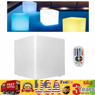 CNCEST 16" LED Light Cube Stools Chair w/ Remote Control RGB 16 Colors Rechargeable 5W
