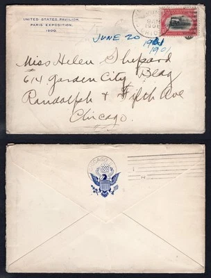 USA 1901 PARIS EXPOSITION Corner Cover to Chicago. 2c Train - Image 1 of 3