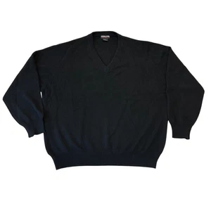 Kirkland 100% Cashmere Mens V-Neck Pullover Knit Sweater Size XXL Black Classic - Picture 1 of 9