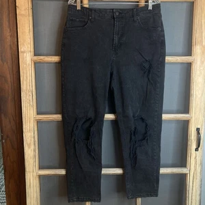 Wild Fable Junior schwarze Distressed Jeans Größe 12 hoher Bund spitz zulaufend - Bild 1 von 12