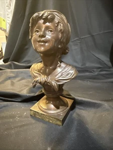 auguste moreau bronze sculpture Bust La Petite Fadette 7 1/2 In - Picture 1 of 12