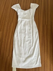 Abito midi Abercrombie & Fitch spalle scoperte bianco taglia XS nuovo scollo a cuore - Foto 1 di 11