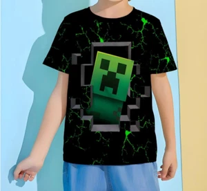 Minecraft Printed Anime T-shirt Unisex Boy Girls Kids Gaming Birthday Gift Autum - Picture 1 of 7