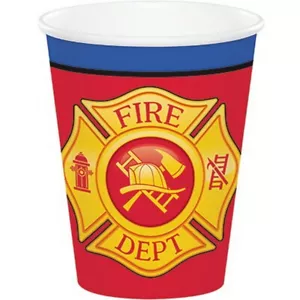 Flaming Fire Truck Cups Hot/Cold Paper 9oz 8CT - Picture 1 of 1