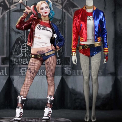 Suicide Squad Joker Harley Quinn Cosplay Costume Sexy Outfit With Accessories - Image 1 of 4