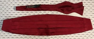Brooks Brothers Red L/XL Four-Pleat Cummerbund & Self Tie Bow Tie Set Silk New - Picture 1 of 2