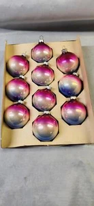 10 VINTAGE SHINY BRITE OMBRE 2" DIAMETER CHRISTMAS ORNAMENTS ~ USA! - Picture 1 of 4