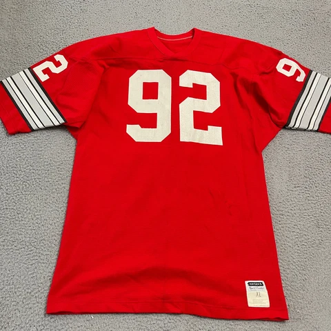 VINTAGE OHIO STATE #92 LATE 50's - EARLY 60's 3/4 SLEEVE FOOTBALL JERSEY XL RARE Cover