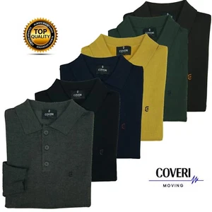 Maglia Maglione Uomo Polo 3 Bottoni Classica Tinta Unita Elegante Maniche Lunghe - Afbeelding 1 van 20