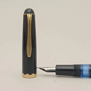✒️MONTBLANC Monte Rosa 042 Black Piston Fountain Pen SS EF Nib Vintage RARE - Picture 1 of 14