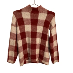 Zara Kids Plaid Thick Soft Chunky Knit Red White Sweater Size 11-12 - Picture 1 of 8