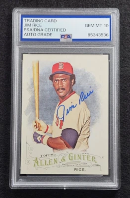 2016 JIM RICE Signed Topps Allen & Ginter Card-HOF-BOSTON RED SOX-PSA 10 Auto - Image 1 of 4