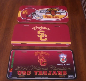 THREE USC TROJANS PLASTIC LICENSE PLATES - 2004 NATIONAL CHAMPIONS - Picture 1 of 1