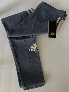 ADIDAS Girls Athletic LEGGINGS XL 16 NEW Pants DARK GRAY Activewear Regular Fit - Picture 1 of 2