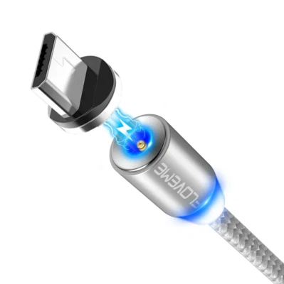 Floveme Micro USB LED Magnet Cable de carga y enchufe magnético 1m plata - Imagen 1 de 4
