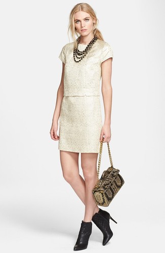 Abito due pezzi finto broccato metallizzato Tory Burch 'Brielle' (taglia 4)
