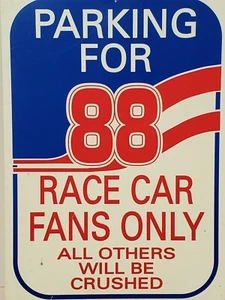 Vtg Parking for #88 Race Car Fans Only Nascar Sign - Picture 1 of 4