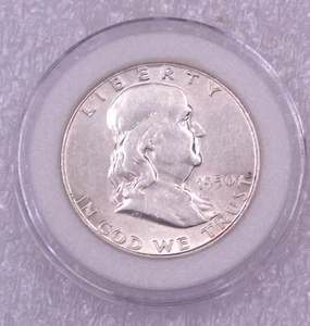 1950 P Franklin Half Dollar Bright with Luster in Airtight Cap #88G - Picture 1 of 2