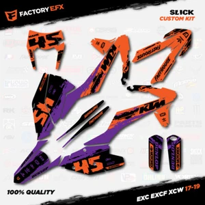 Blk Org Purple Slick Racing Graphic Kit fit KTM 17-19 EXC EXCF XCW 200 250 300 - Foto 1 di 5