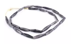 Dark Grey Kenya Bone Beads Elongated 8mm African Tube Large Hole 32 Inch Strand - Picture 1 of 3