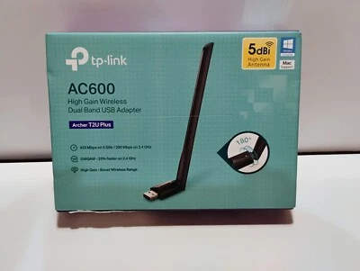 TP-Link AC600 Archer T2U Plus High Gain Wireless Dual-Band USB Adapter - New - Image 1 of 3