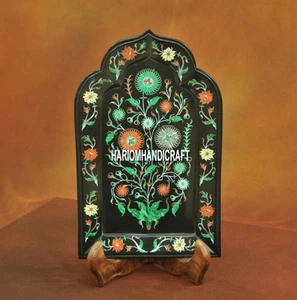 10"x6'' Black Marble Dinnerware Serving Tray Multi Floral Inlay Kitchen Decors - Picture 1 of 4