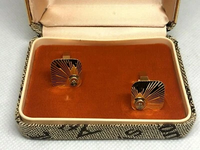 DOLAN BULLOCK 14K YELLOW GOLD DIAMOND CUFFLINKS - VINTAGE - Image 1 of 4