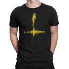 Mens ORGANIC Cotton T-Shirt YELLOW GUITAR FREQUENCY Music Electric Acoustic Bass