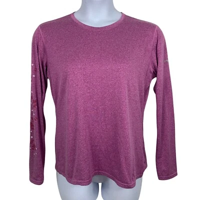 Camisa Brooks Talla XL Top Manga Larga Ropa Activa Jaspeada Púrpura Manga Floral Foto 1 de 4