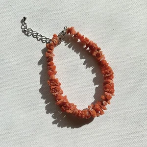 Genuine Eaten Red Coral Beaded Bracelet Adjustable 6.5” to 8” - Picture 1 of 6