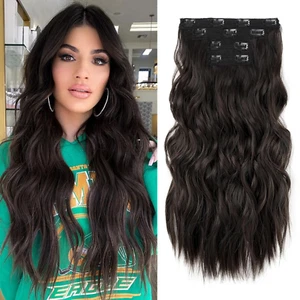 Extensiones De Cabello Natural Con Hilo Invisible Clip Pelo Humano Black - Picture 1 of 12