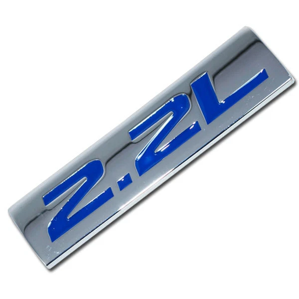 CHROME/BLUE METAL 2.2L ENGINE RACE MOTOR SWAP EMBLEM BADGE FOR TRUNK HOOD DOOR - Image 1 of 1