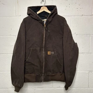 Vintage Carhartt Thermal Active Hooded Jacket “Dark Brown” J25 DKB Men’s Large - Picture 1 of 9