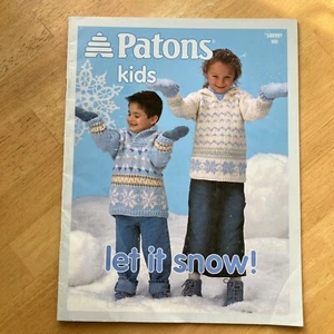 Patons 500991 Let it Snow Knitting Pattern Kids Sweater Poncho Coat Pullover - Picture 1 of 7