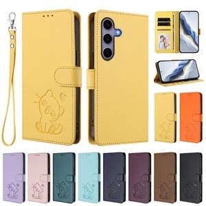 Cat Embossed Wallet Case Phone Case Cover for Samsung S10 S10E S9 S8 Note 20 10 - Picture 1 of 22