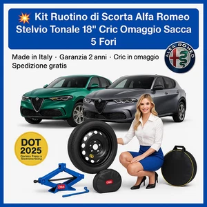 💥 Ruotino di Scorta 18” per Alfa Romeo Stelvio Tonale Cric Omaggio Sacca 5Fori - Imagen 1 de 12