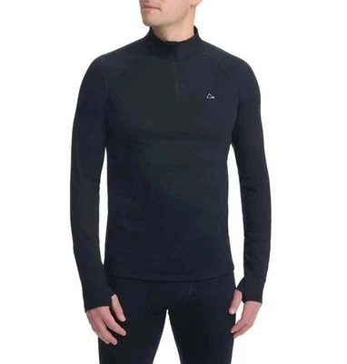 Blusa Paradox Masculina 1/4 Zíper Merino Blend Performance Camada Base Tamanho Grande Preta - Imagem 1 de 4