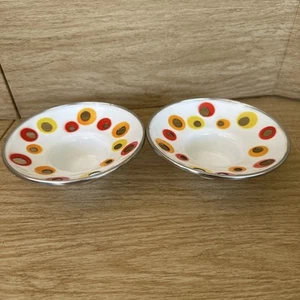 VTG MCM IKEA Enamel Metal Tea Light Votive Candle Holders Set of 2  Red Yellow - Picture 1 of 7