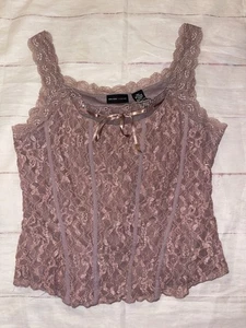 Women’s Large New York & Company Blush Lace Tank Shirt - Picture 1 of 3