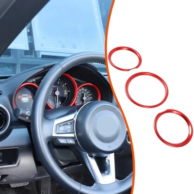 Anillo decorativo de tablero de aluminio rojo para Mazda MX-5 Miata 2016-2025 Foto 1 de 4