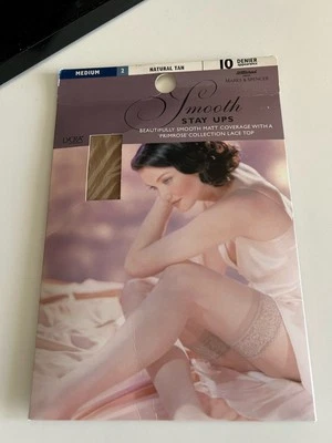 Marks & Spencer Smooth Natural Tan 10 Denier Stay UPS Size Medium Bnwt - Image 1 of 2