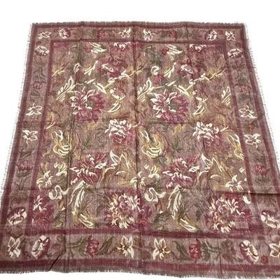 Bufanda de lana floral Club 7 ECHO de colección chal envolvente 34x35 pulgadas cuadrados tonos tierra Foto 1 de 4