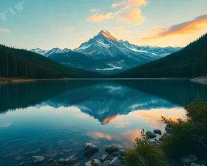 See mit Berg Hintergrund 8x10 Druck - Bild 1 von 1
